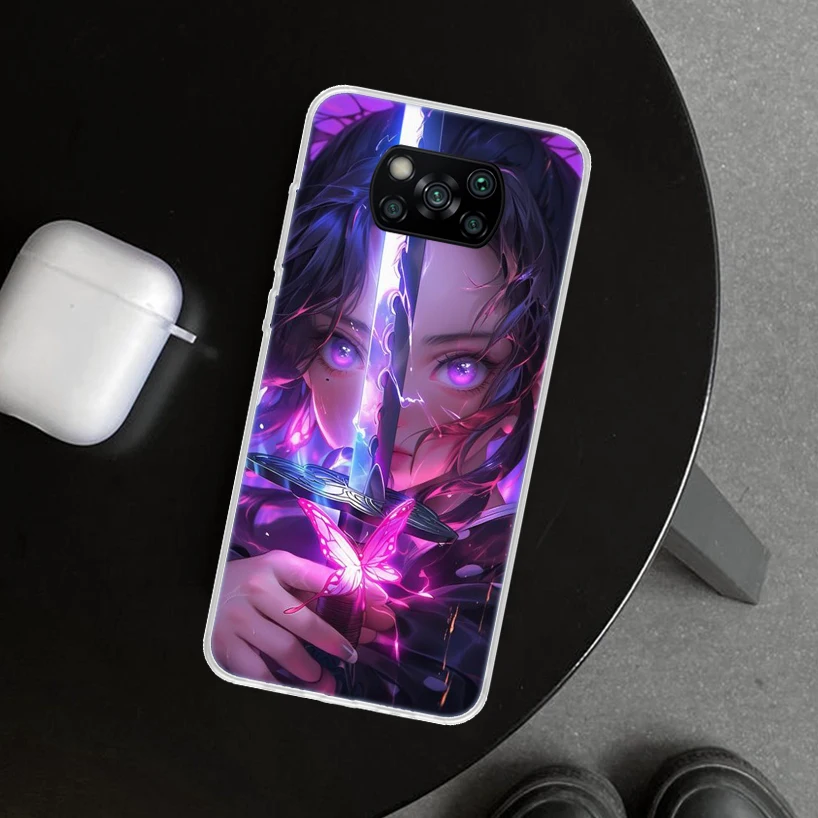 Demon Slayer Kochou Butterfly Phone Case Cover for Xiaomi Poco X6 X5 X4 X3 Nfc F6 Pro F5 F4 Gt F3 F2 F1 M5S M5 M4 M3 M2 Art Coqu