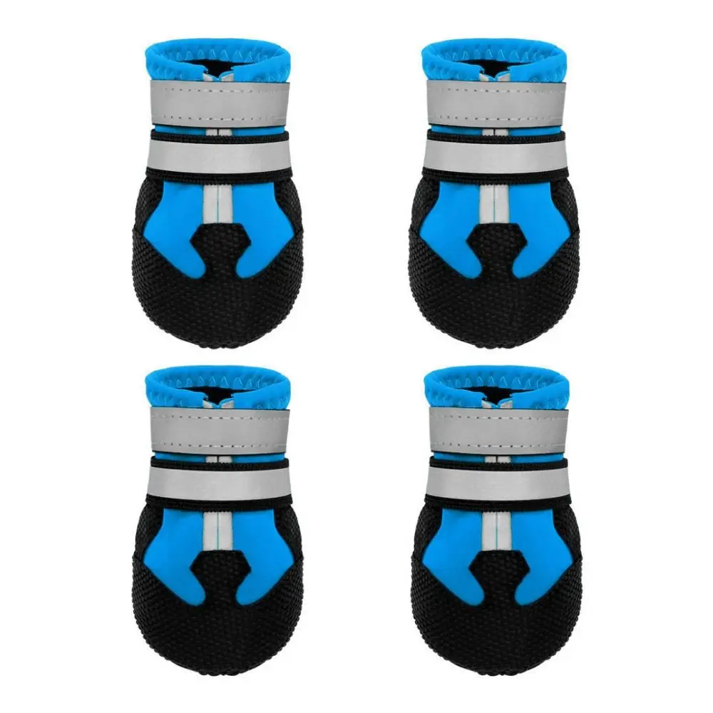 4pcs/set Non-Slip Dog Outdoor Sports Shoes Breathable Reflective Dog Anti-slip Rain Boots TPR/Waterproof Cloth Wear Resistant