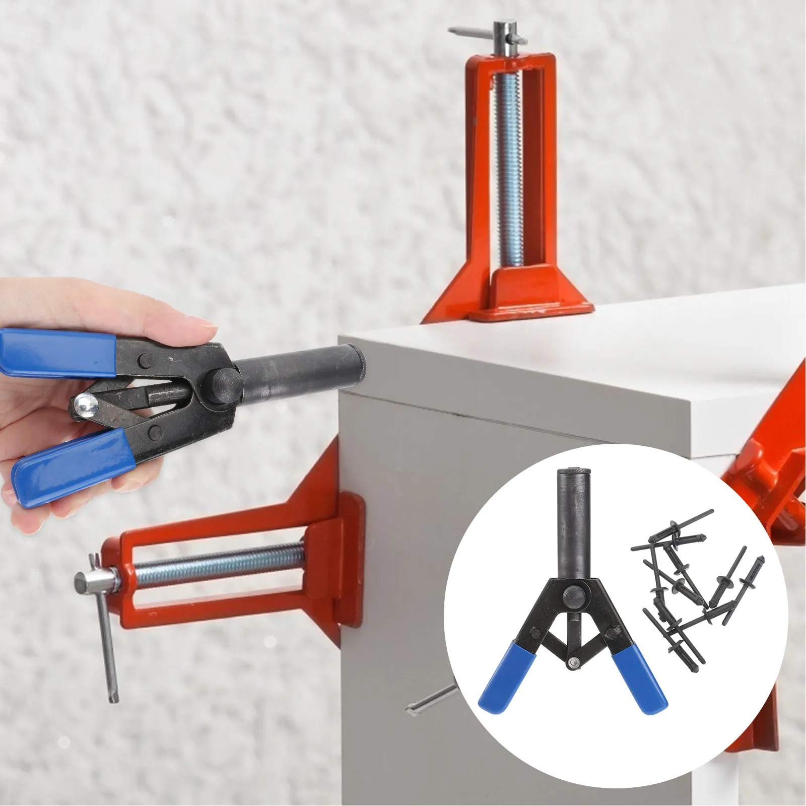 1Set Black Riveter Machine Core-Pulling Hand Tool Ergonomic Design Self-Adjusting Rivets 40 Pom Poly Rivet for Fastening Door