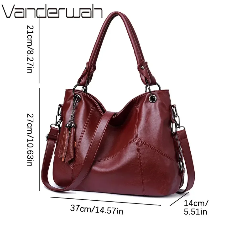 Genuine Soft Leather Handbags for Women Vintage Shoulder Tote Bag Luxury Designer Ladies Large Capacity Purse Bags Sac A Main