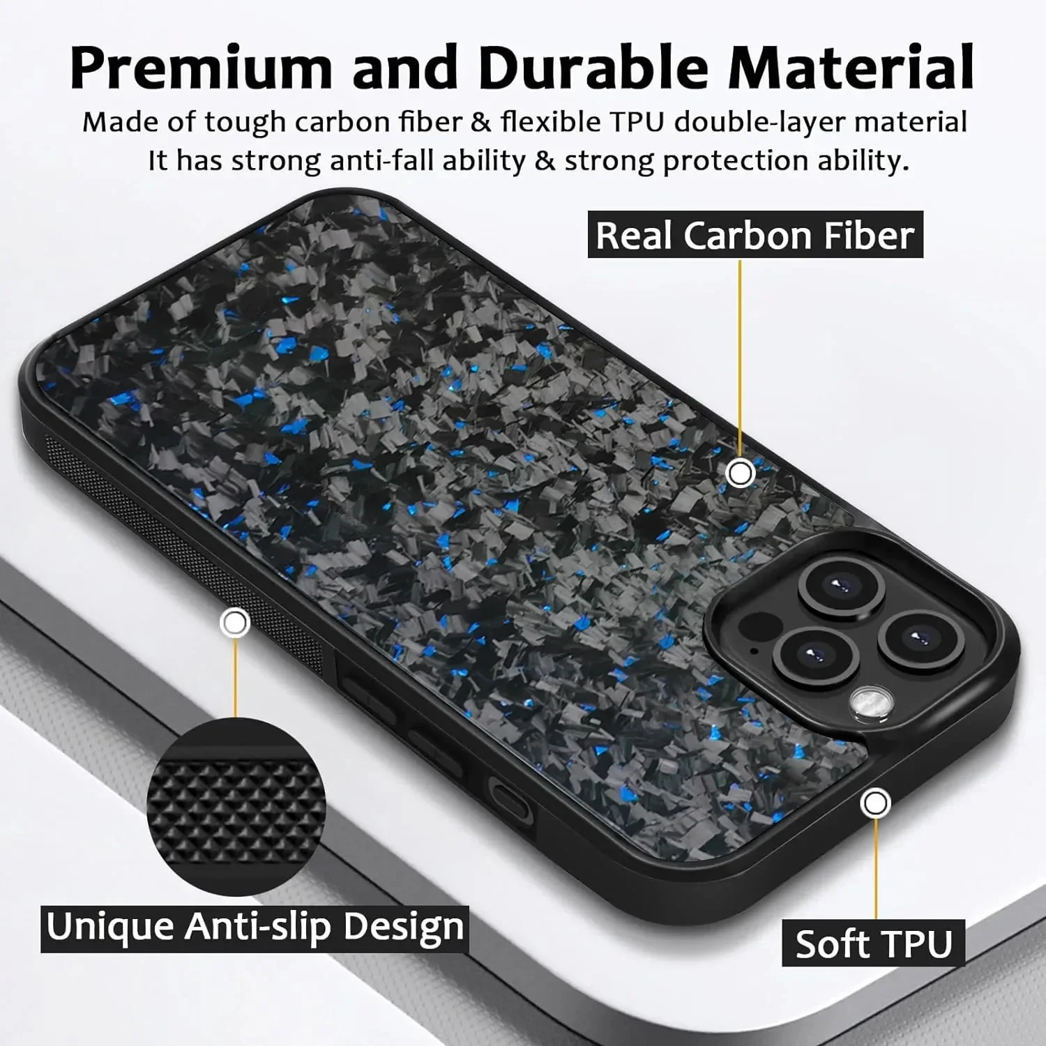 Magsafe Gloss Carbon & Forged Carbon Fiber TPU Phone Case for iPhone 16 15 Pro Max Plus Shell Magsafe Wireless Magnetic Cover