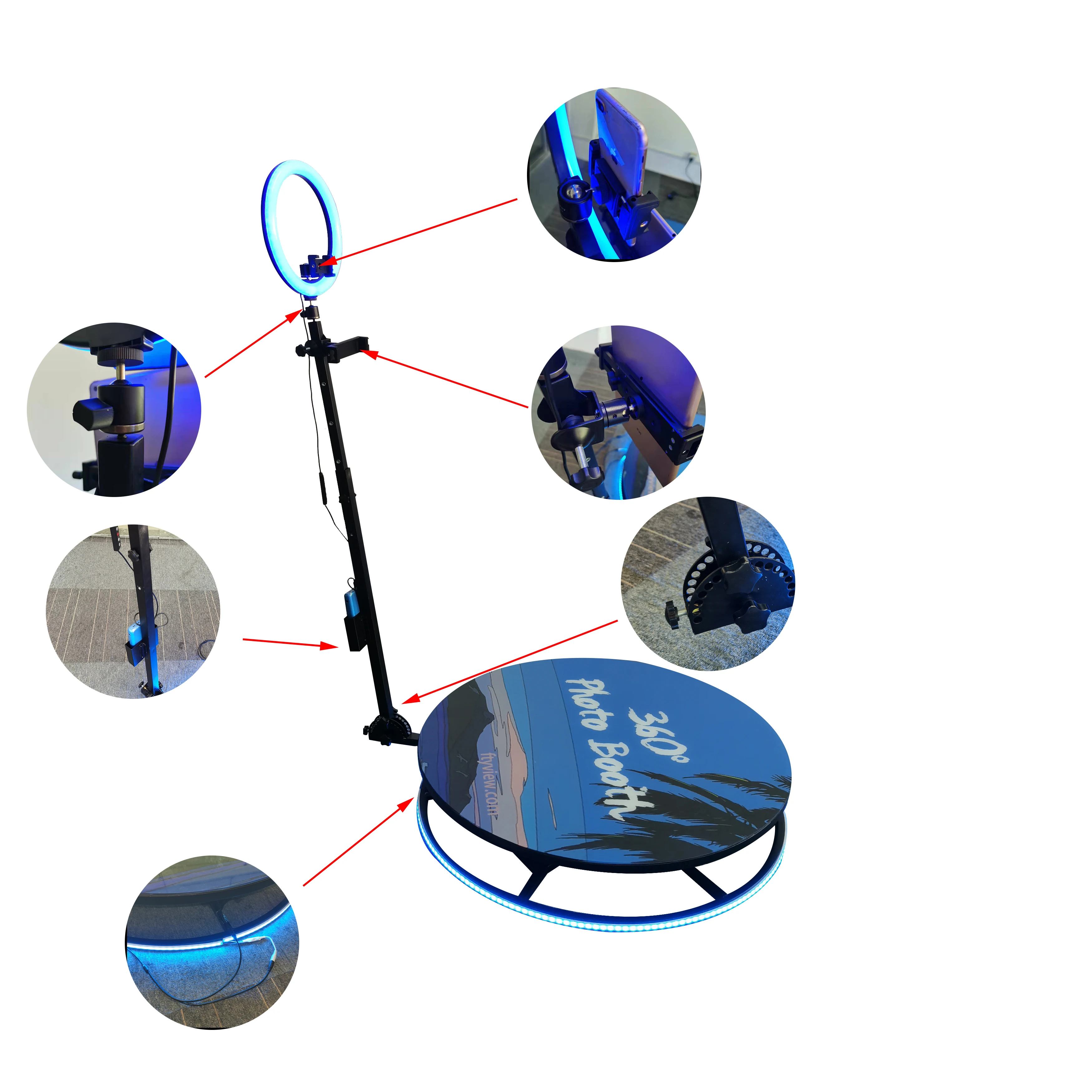 ZJW STLF high-quality customized products 80cm 2023 Latest Fashion 360 Video Photo Booth for Party Birthday Weddings Concert Pro