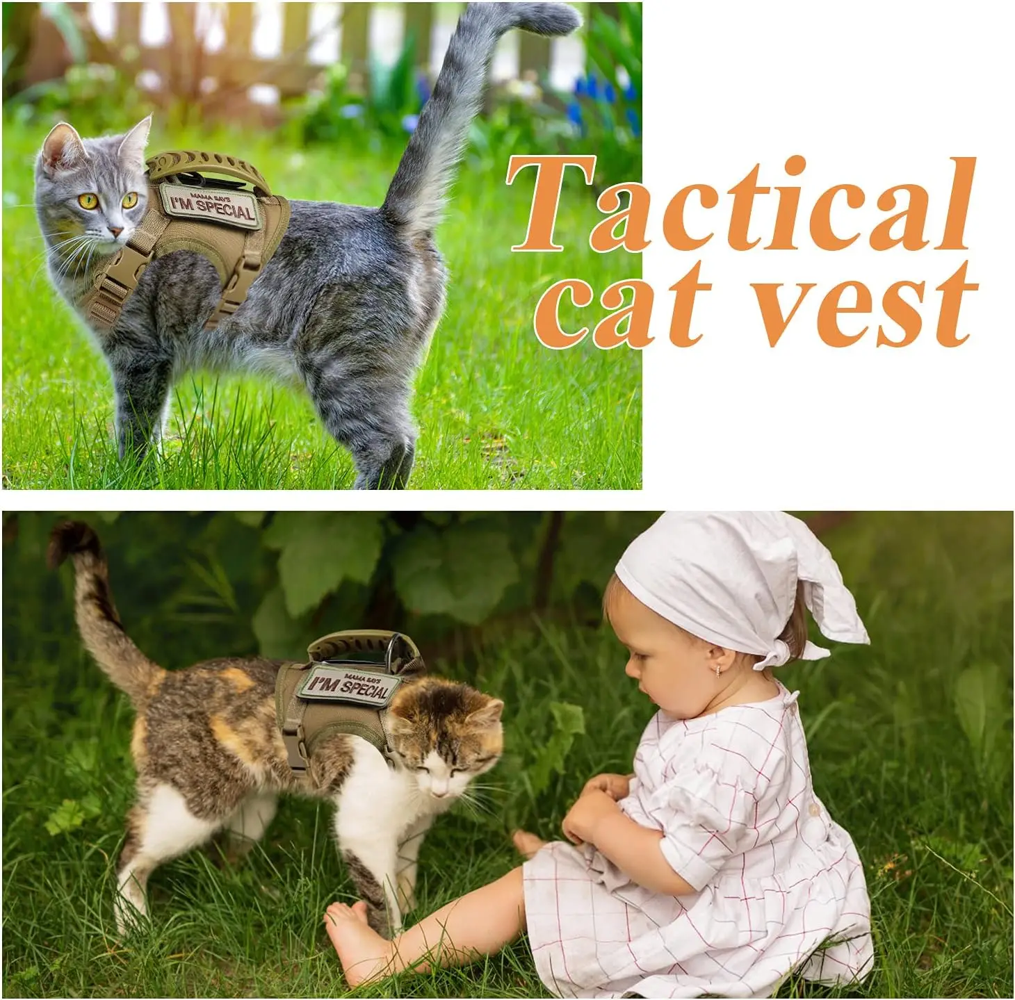 Tactical Cat Harness with Patches Puppy K9 Vest Soft Mesh Adjustable Pet Vest with Handle Harness for Small Dog Working Training