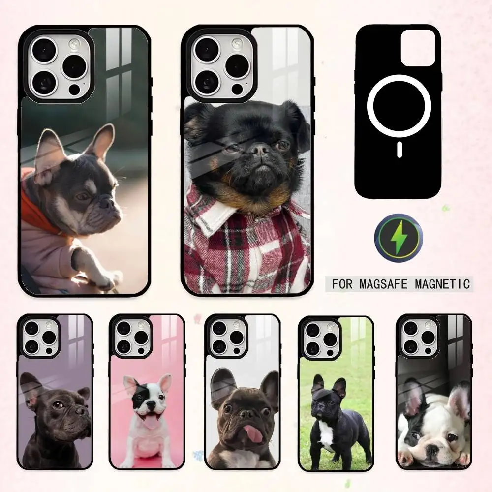 حافظة هاتف لطيفة على شكل بولدوج فرنسي لهاتف آيفون 17,16,15,14,13,12,11 Plus,Pro Max Magnetic للشحن اللاسلكي Magsafe #1