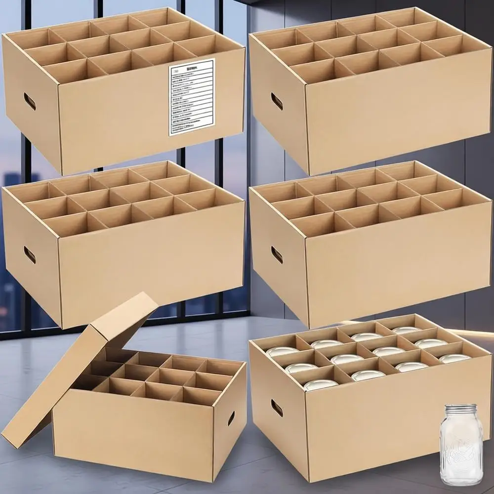 

Складные контейнеры для хранения из стеклянных банок Мейсона объемом 32 унции с крышками, ручками и разделителями для консервирования и организации (натуральный цвет)