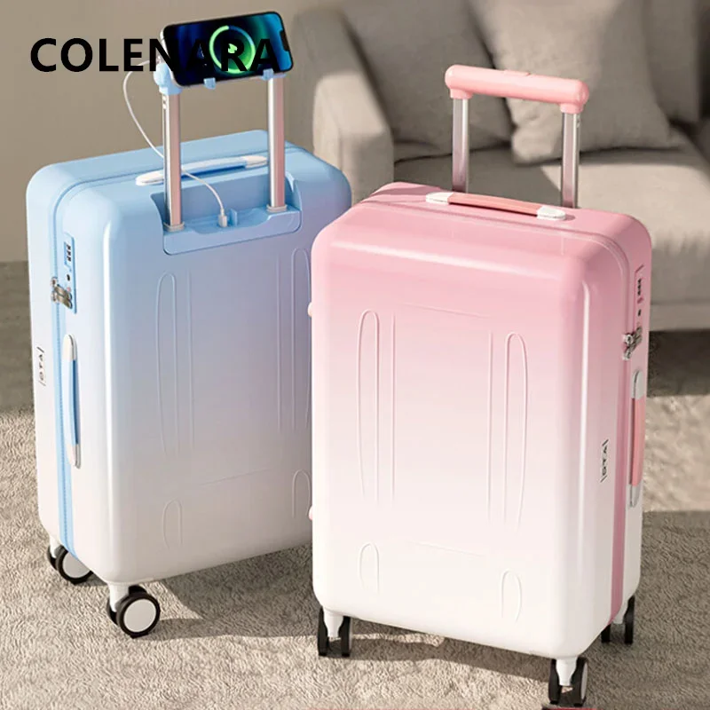 Colenara Cabine Bagage Dames Instapdoos Mannen Wachtwoord Box 24 "Trolley Case Usb Opladen 20 Inch Handbagage Reiskoffer