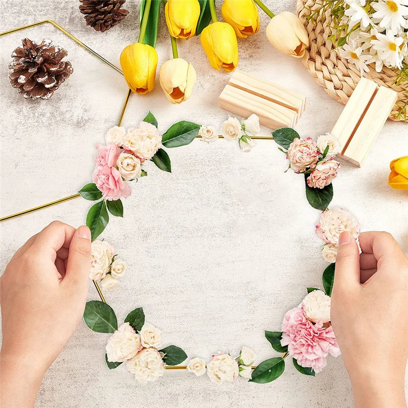 

A86Z-10 Pack Hoop Centerpiece With 10 Wood Place Card Holders 9.1 Inch Metal For Decorations Wedding Table Crafts