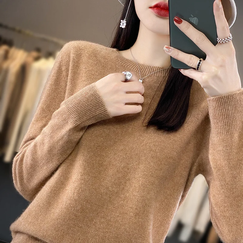 2024 New Autumn Winter O-Neck Cashmere Sweater Women Long Sleeve Cashmere Sweater Pullover