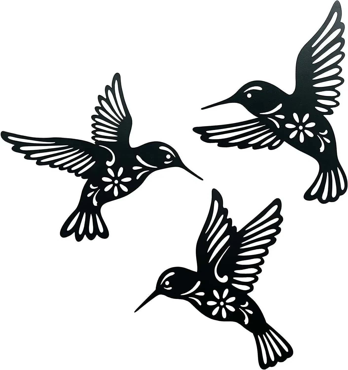 New Metal Hummingbird Wall Art Decor, Set of 3 Black Concise Decoration Hanging Living Room/Home Decoration