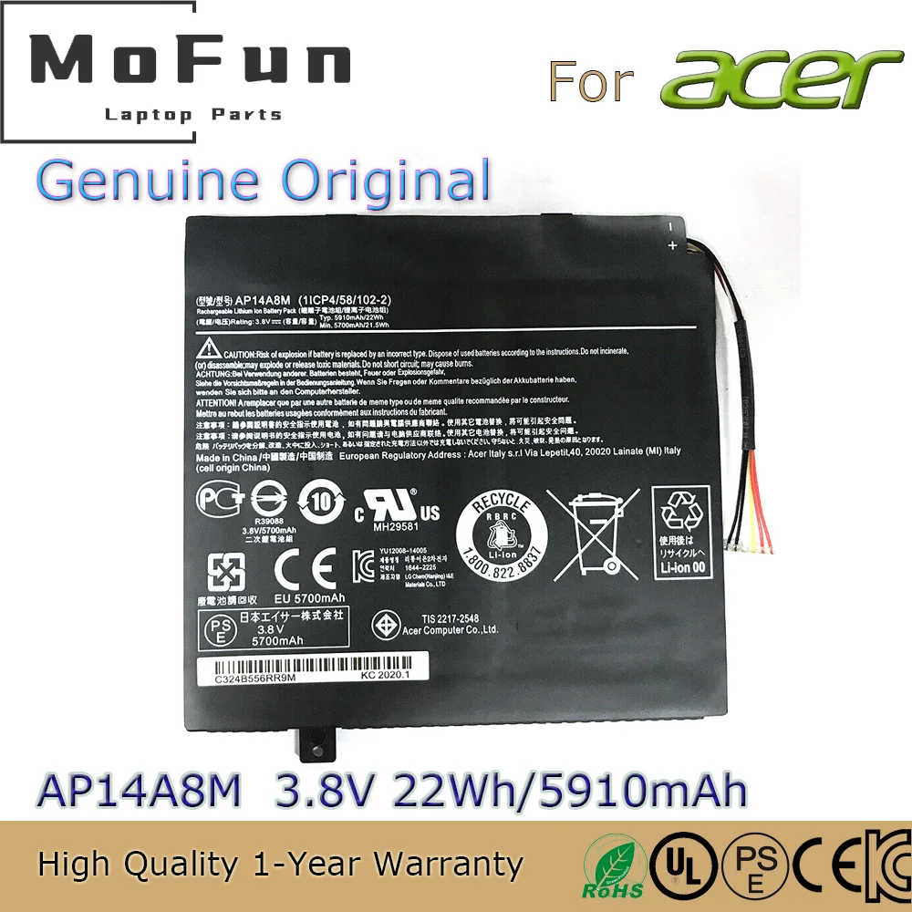 Brand New Original AP14A8M 3.8V 22Wh Laptop Battery for Acer Aspire Switch 10 Iconia Tab 10 SW5-011 SW5-012 SW5-015 Tablet