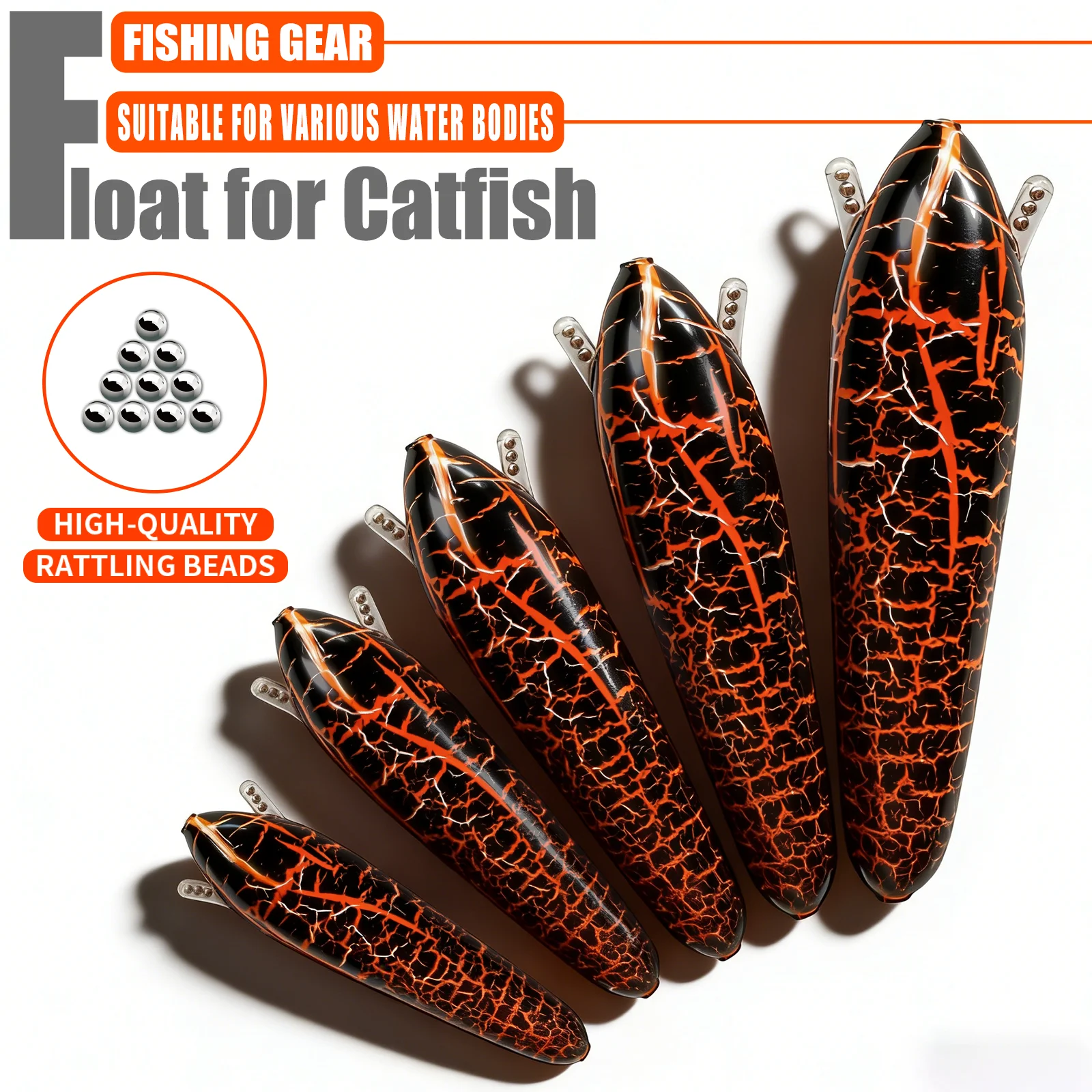 Welsangel-Schwimmer mit Rasselkugeln, Schwarz-Rot Gezackter Slip Bobber, Mehrstufiges Gewichtetes Angelschwimmer-Set (10g,15g,20g,25g,30g)