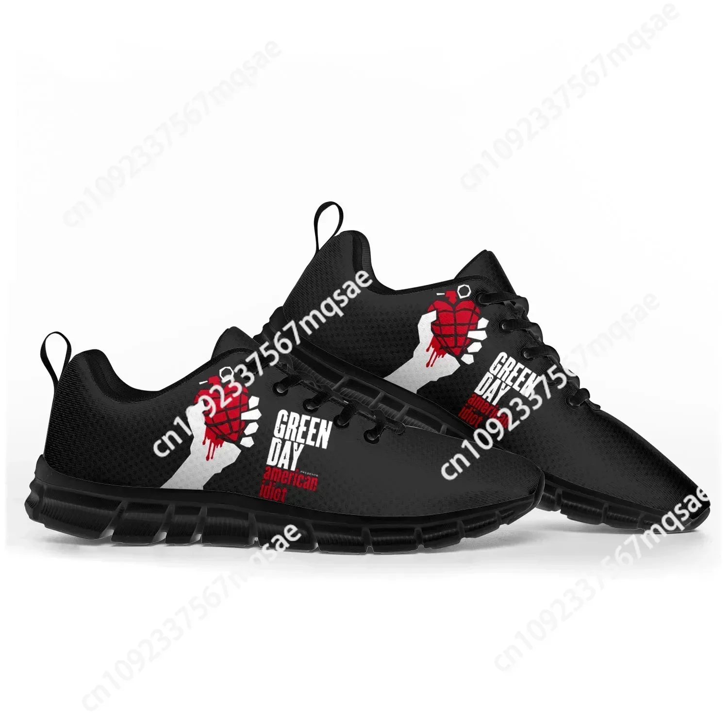 Green Day Pop Rock Band zapatos deportivos para hombres, mujeres, adolescentes, niños, zapatillas casuales personalizadas, zapatos de pareja de alta calidad, negro