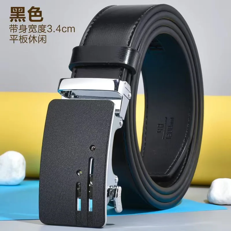 2024 Golf Men's Luxury Belt Fashion New Leather Automatic Buckle White Korean Pants Belt Youth Trend White Belt 110 -125cm