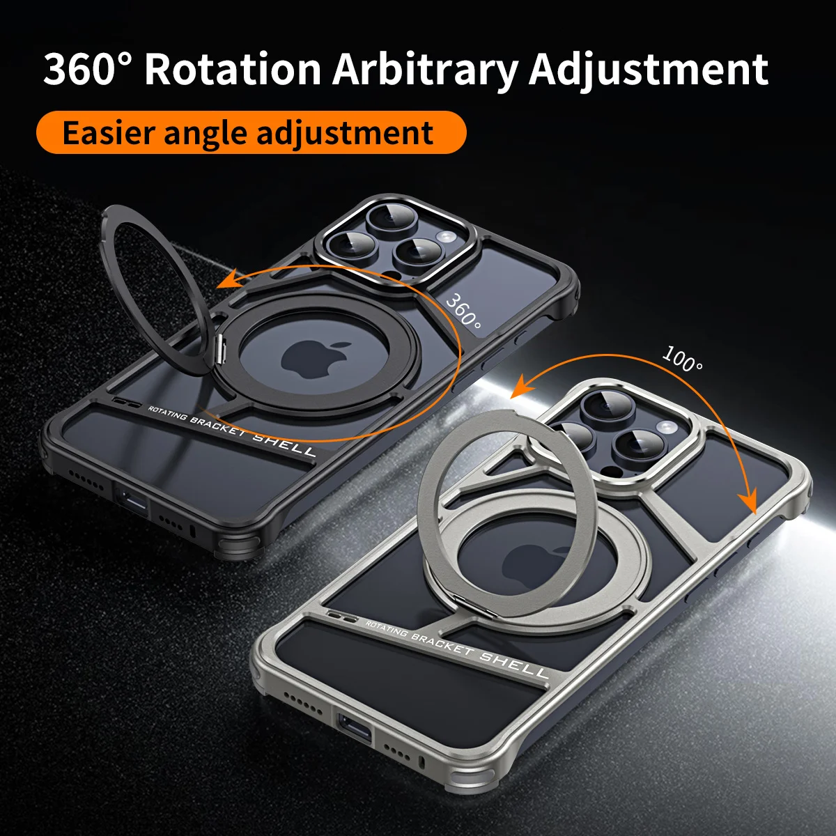 For iphone 16 15 14 Pro Max Case Metal Magnetic 360 rotating bracket ultra-thin aluminum alloy heat dissipation protection cover