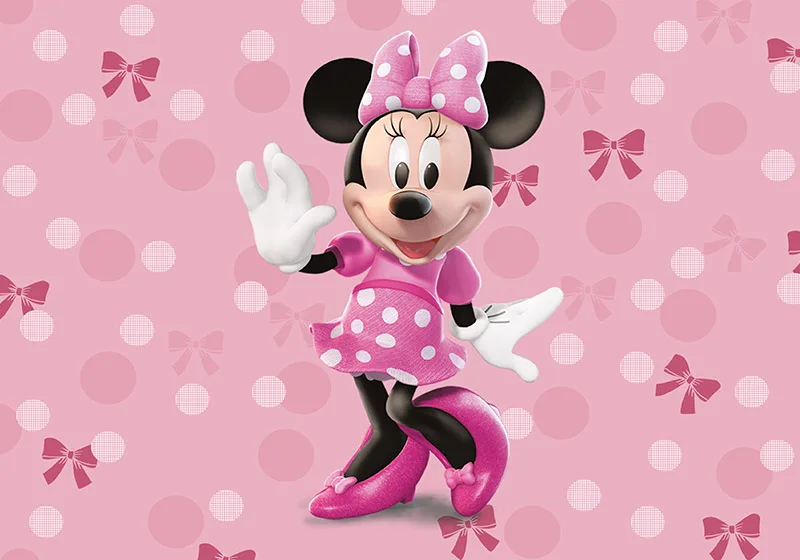 Minnie Mouse Round Backdrop Girls Birthday Party Baby Shower Photography Background Cute Pink Circle Decoration Booth Prop