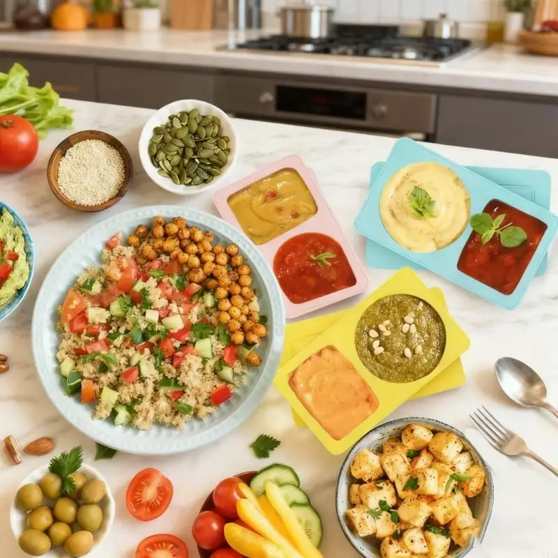 

581D Double Compartment Silicone Condiment Container Leak Proof Lid Portable Spice Storage for Kitchen Camping Snacks