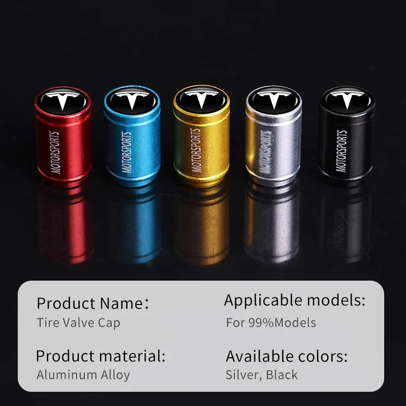 Car Tire Valve Cover Aluminium Alloy Tire Wheel Stem Air Valve Cap For Tesla Model 3 Y S X 2021 Roadster Cybertruck Juguete