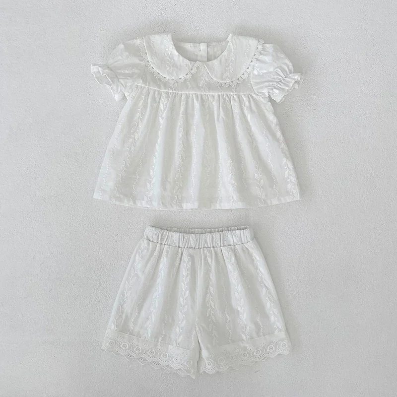 

2026 New Summer 2-6Yrs Kids Clothes Set Baby Girl Clothes Suit Short Sleeved Cotton Solid Color T-shirt+Shorts