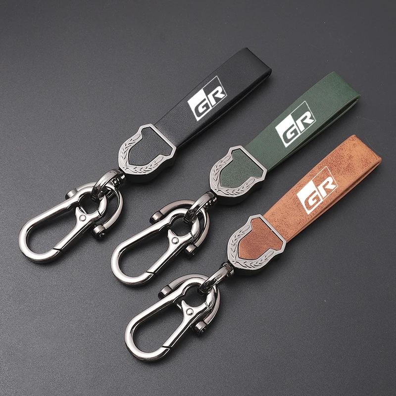 High-grade leather Ultra-clear printing High-quality key chain Keychain For TOYOTA GR car accessories