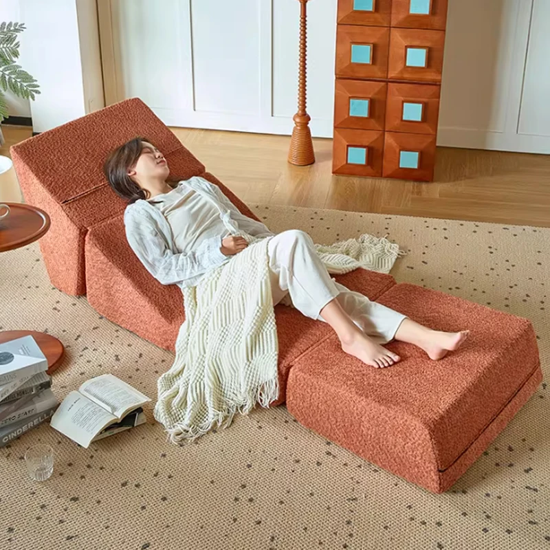 Folding Sofa Bed Chair, 3 in 1 Convertible Sleeper Chair Bed w/Pillow Handle, Floor Sofa Lounge w/Back Support