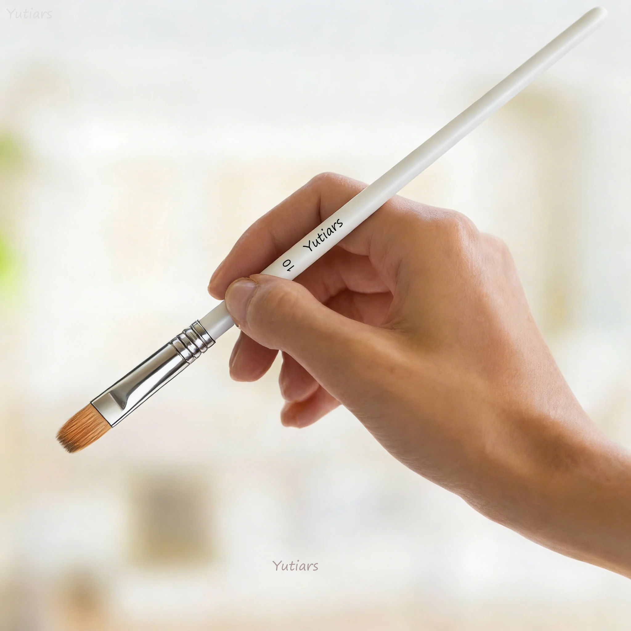 Yutiars 12-teiliges Fächerpinsel-Set mit weißem Griff, leicht zu reinigende Nylonhaar-Pinsel für Kunst-Anfänger, Mal- und Zeichenwerkzeuge – Detail 3