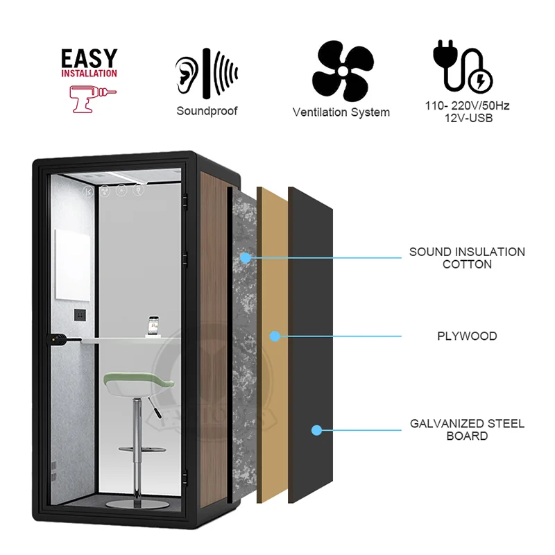 high quality office meeting phone acoustic pod soundproof phone booth studio mobile office booth