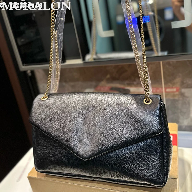 Soft Sheepskin Chain Bag Classic Vintage Metal Decoration Underarm Bag Women Fashion All-match Commuter Casual Small Square Bag