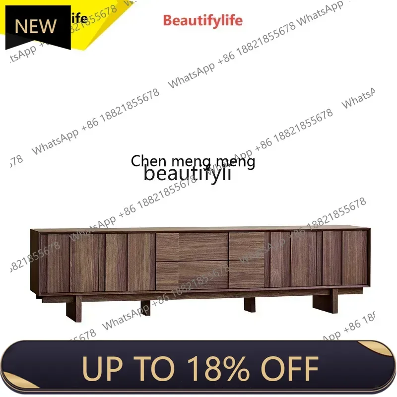 

P178 LSolid wood floor TV cabinet coffee table combination medium and ancient style retro style living room storage locker integ