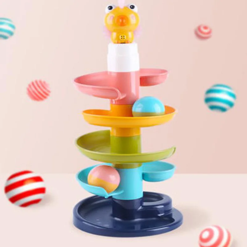 Cartoon Children Plastic Gliding Orbit Ball Racing Track Educational Slide Toy For Kids Children Baby Birthday Gifts