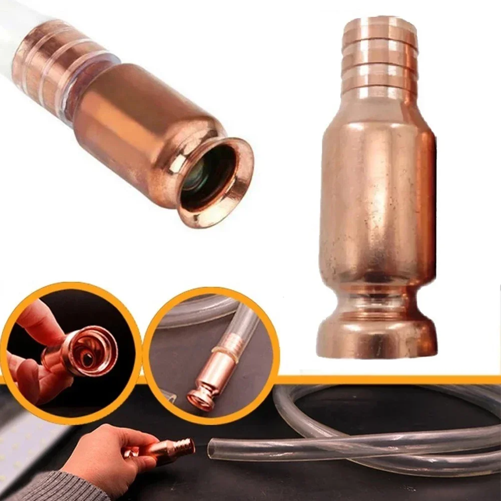 Copper Siphon Filler Pipe Manual Pumping Oil Pipe Fittings Siphon Connector Gasoline Fuel Water Shaker Refueling Gas Siphon