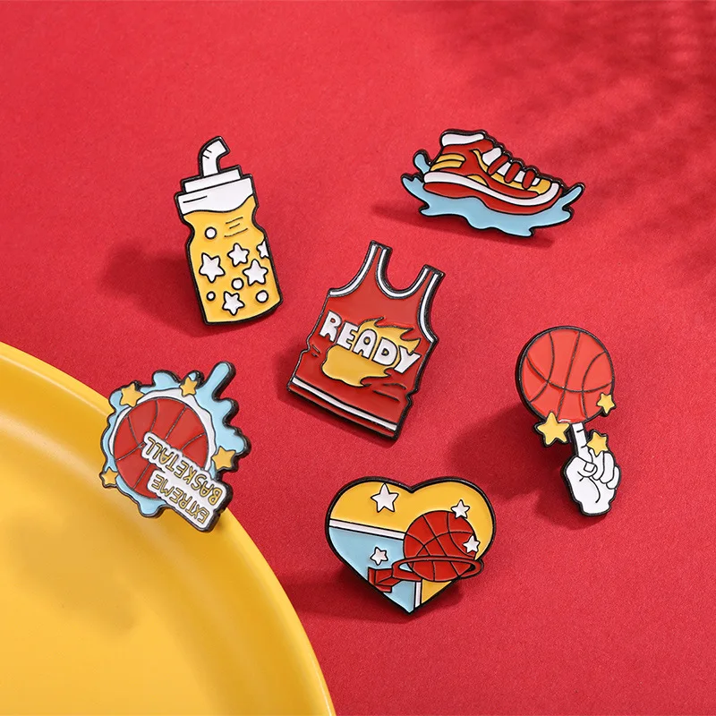 Creative basketball fan badge accessories Basketball player vest Basketball shoes goal sports brooch