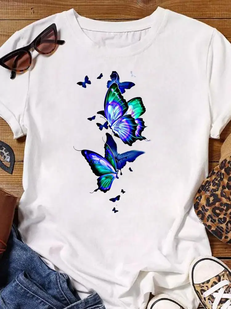 

Butterfly Lovely Trend 90s Fashion Casual Graphic T Shirt Clothing Female Summer Short Sleeve Tee Top Women Print T-shirt