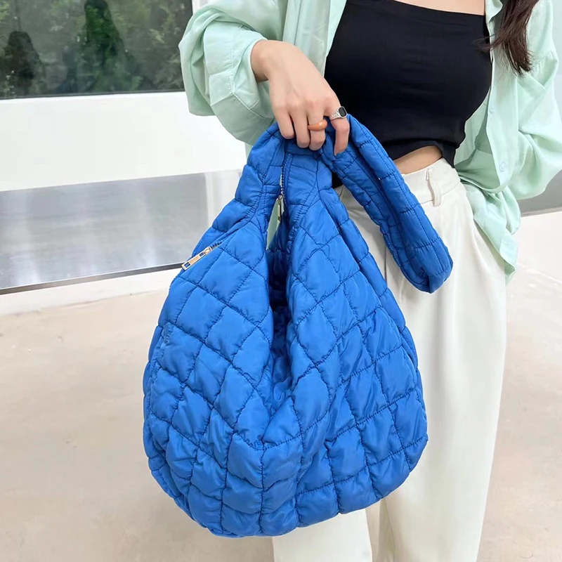 Casual Padded Big Tote for Women Pleated Large Handbag Fashion Shoulder Crossbody Bags Female High Quality Underarm Bag Purses