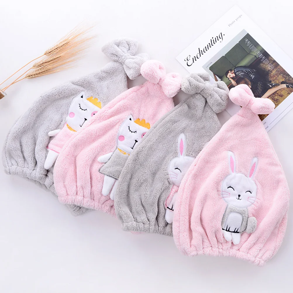 

1Pcs Hair Drying Cap Thickened Soft Coral Fleece Bath Shower Hat Fast Water Absorption Bathroom Supplies Lovely Bath Hat
