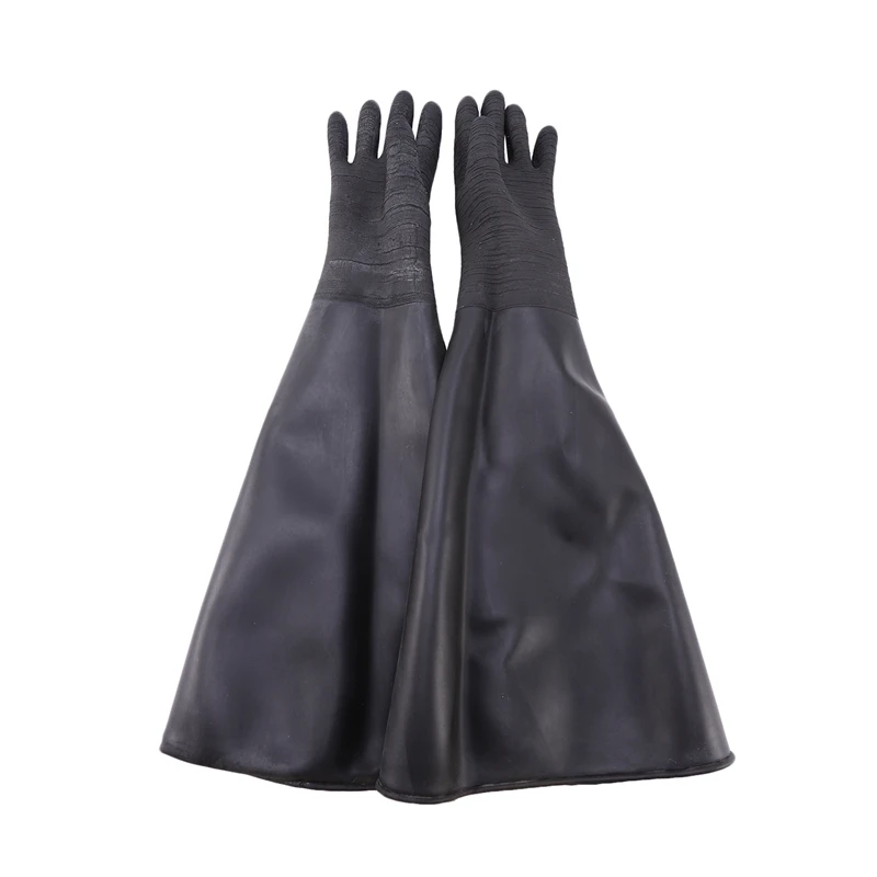 

Rubber Black Sandblaster Gloves Stripe Abrasive Sand Blasting Gloves For Blasting Cabinet 65X30cm