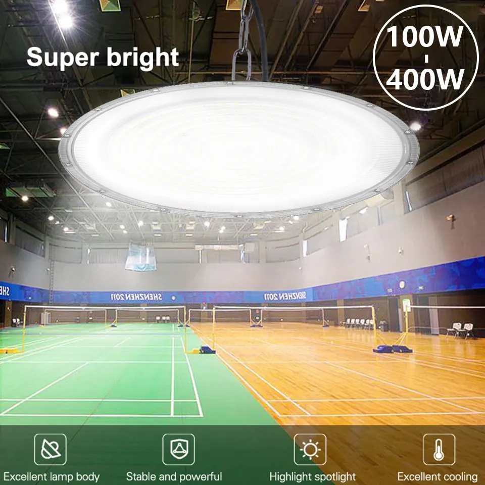 Luz LED UFO de bahía alta, iluminación Industrial superbrillante para garaje, impermeable, 110V/220V, 100W, 150W, 200W, 300W, 400W