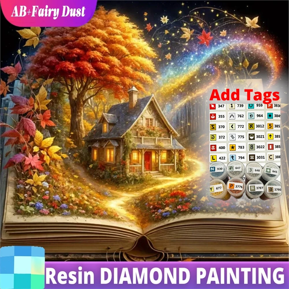 

Искусственная алмазная живопись Дом Дерево Вышивка Книга DIY 5D Полный квадратный круглый дрель Мозаика Пейзаж Подарок ручной работы