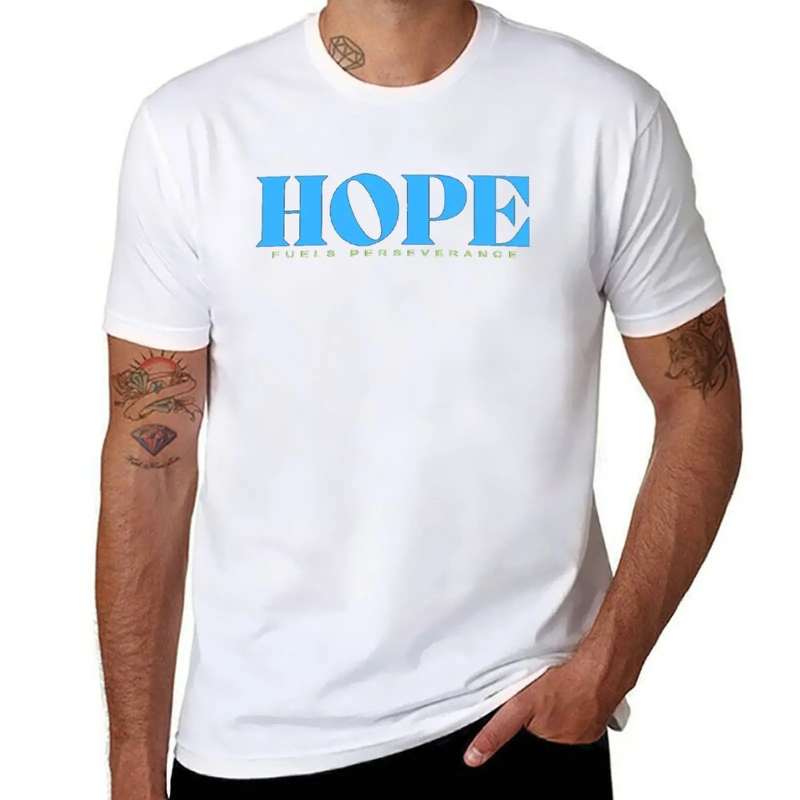 Hope Fuels Perséverance T-Shirt homme graphique T-Shirt hommes T-Shirt coton 100% T-Shirt