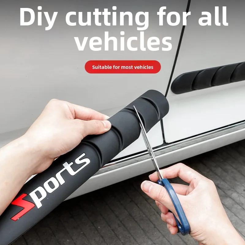 Universal Car Side Skirt Protector 4Pcs Sport Style PVC Door Edge Guard Cuttable Anti-Scratch Bumper Trim Auto Exterior