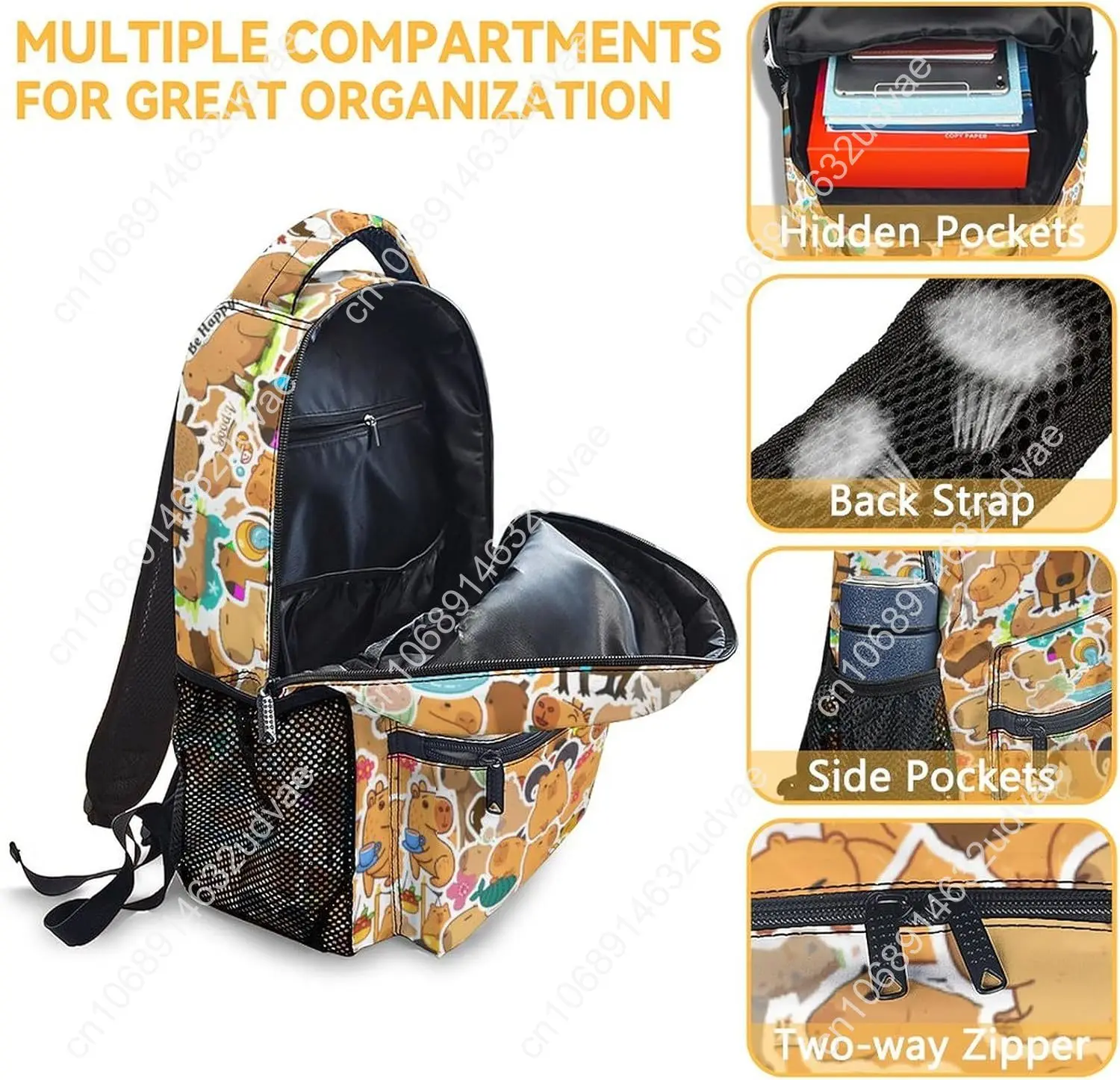 Personalized School Backpack for Kids, 17 Inch Cute Backpacks for Middle School, Yellow Durable Bookbag for Girls, Boys