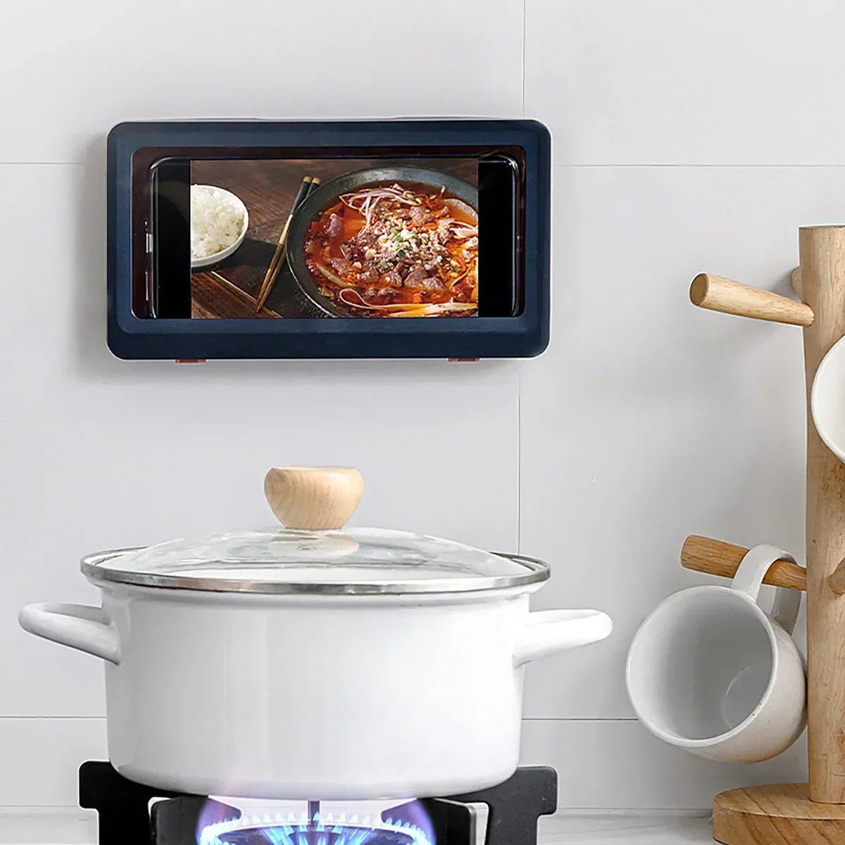 1/2 قطعة غطاء دش مقاوم للماء للحمام، حامل هاتف بشاشة تعمل باللمس، غطاء حماية مختوم، أداة صغيرة عملية يومية