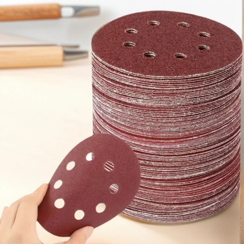 Disques abrasifs en oxyde d'aluminium 5 pouces - grain 80 avec support à crochet et boucle pour meuleuses à air