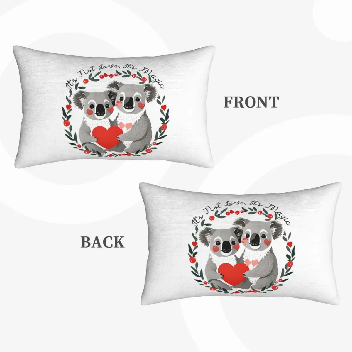 Quirky Valentine's Day Merch Love Redefined Koala Bear Rectangle Pillowcase Cushion Cover Bedroom Bed Home Comfort Throw Pillow