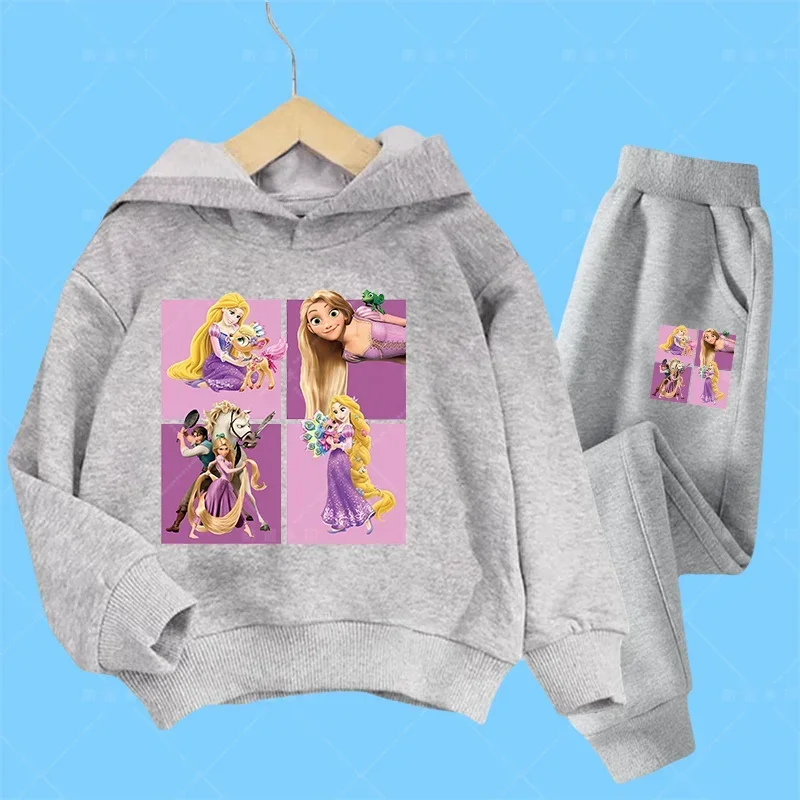 Disney Hoodies Tangled Rapunzel Cartoon Anime Print Men Women Oversized Sweatshirts Hoodie Kids Pullovers Tracksuits Clothing