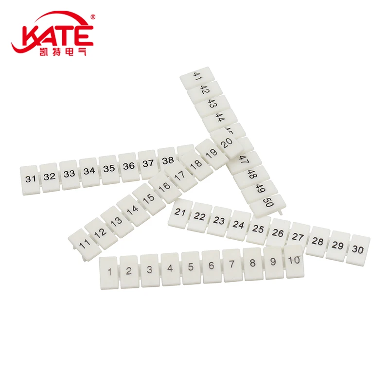 10PCS Zack Marker Strips Marker Plates UK2.5N Terminal Flame Retardant Identification Numbers Markers Terminal Accessories ZB6