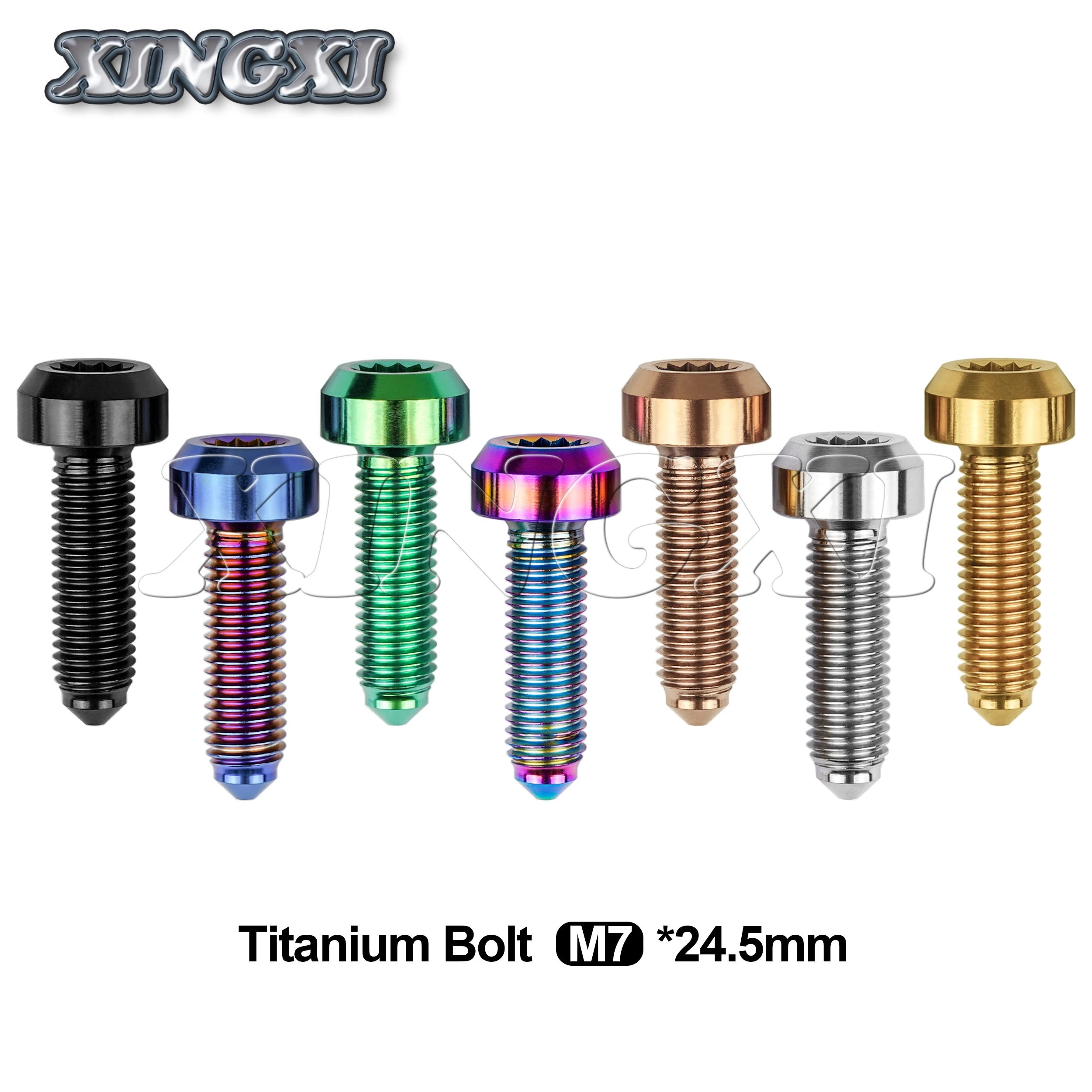 Xingxi Titanium Bolt M7x24.5mm Pitch 1.0mm Screws 12 point 6.4mm spline Torx forged head for Motorcycle Car split rim