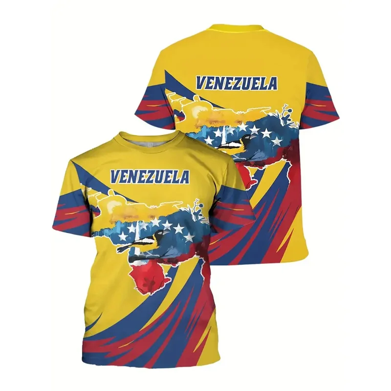 New In Venezuela Flag T Shirt Men Fashion 3d Printed T-shirt Street Oversized Casual Sports Tops Crew Neck Short Sleeve Tees