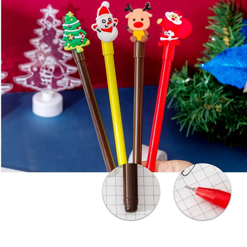 

20Pcs Gel Ink Pen Christmas Cartoon Gel Marker Pens Snowman Reindeer Santa Claus School Office Writing Gift Pens