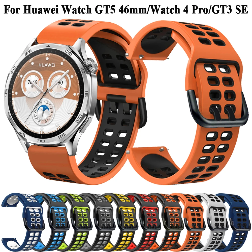 GT5 46mm Two-Tone Sport Silicone 22mm Watchband Strap For Huawei Watch GT 5 3 Pro 46mm/Watch 4 Pro/Magic 1 2 Wristband Bracelet