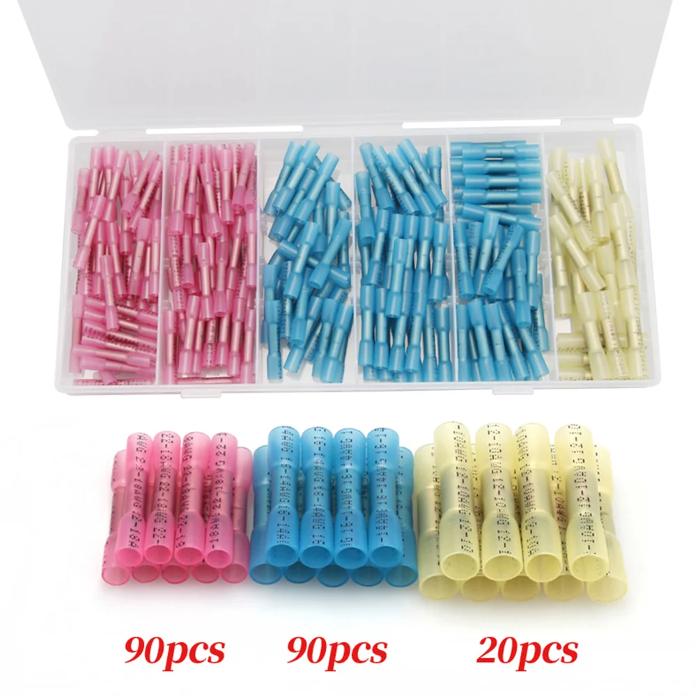 

200 pcs Waterproof Insulated Crimp Terminals 3 Sizes Flat Durable Electrical Connectors For Wiring Harness Heat Shrink Tube